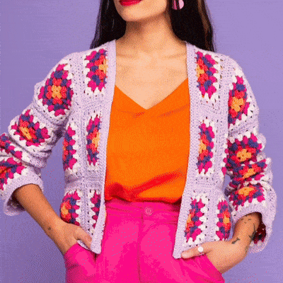 Colorful Granny Square Crochet Card Designs Set