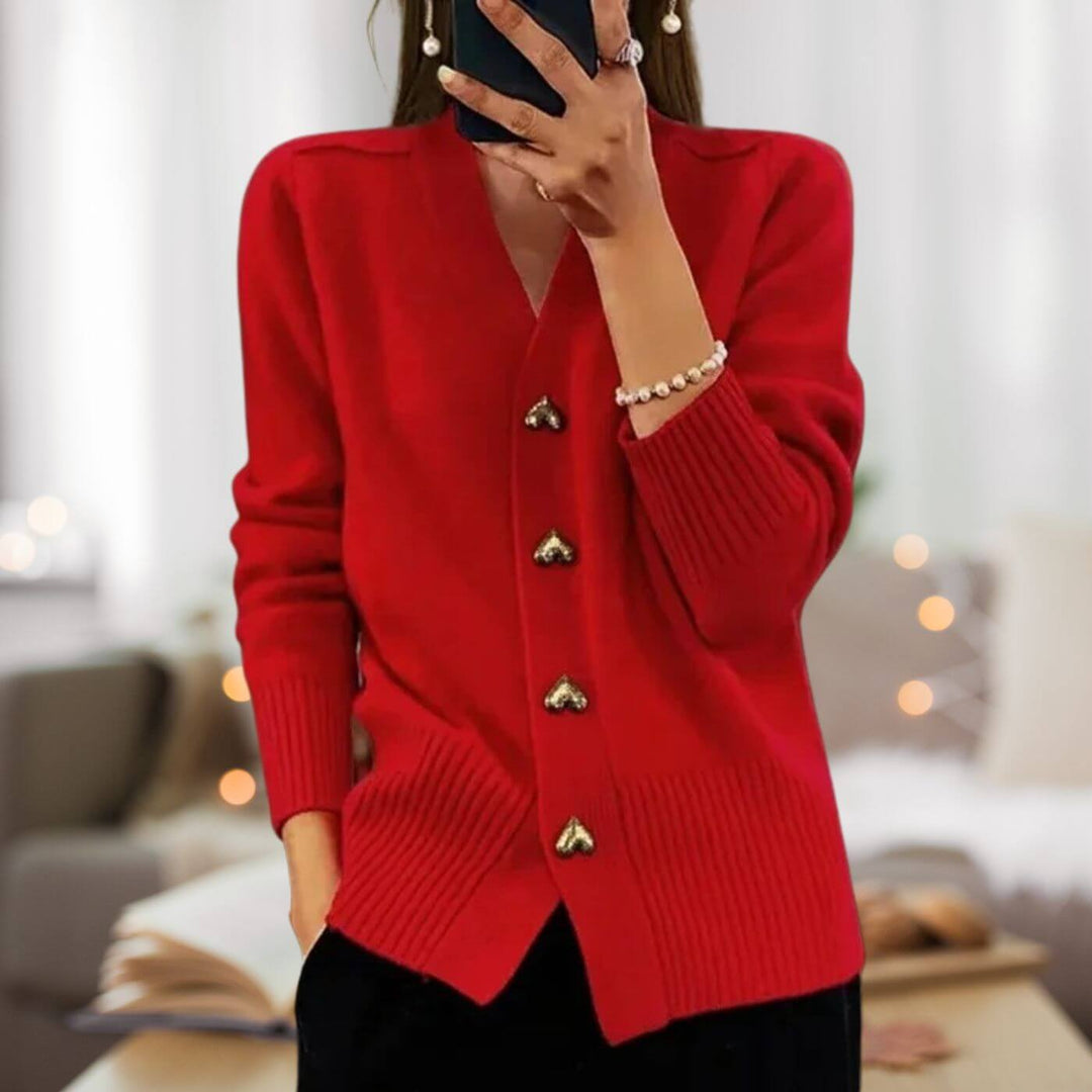 Elegant knit cardigan with heart-shaped button details
