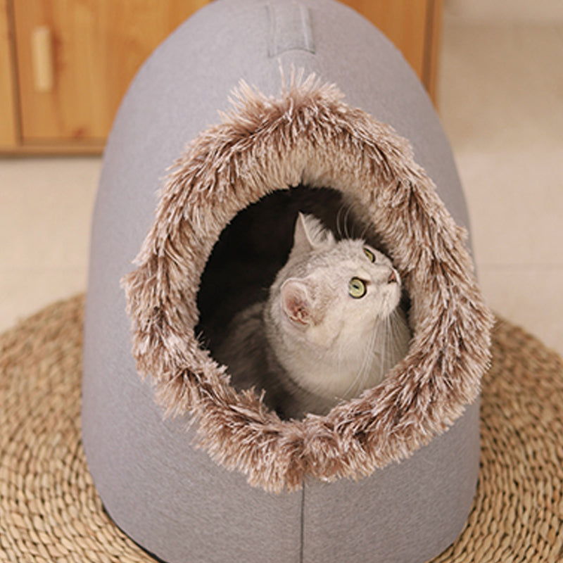 Cozy Winter Pet Cave Bed for Small Dogs and Cats