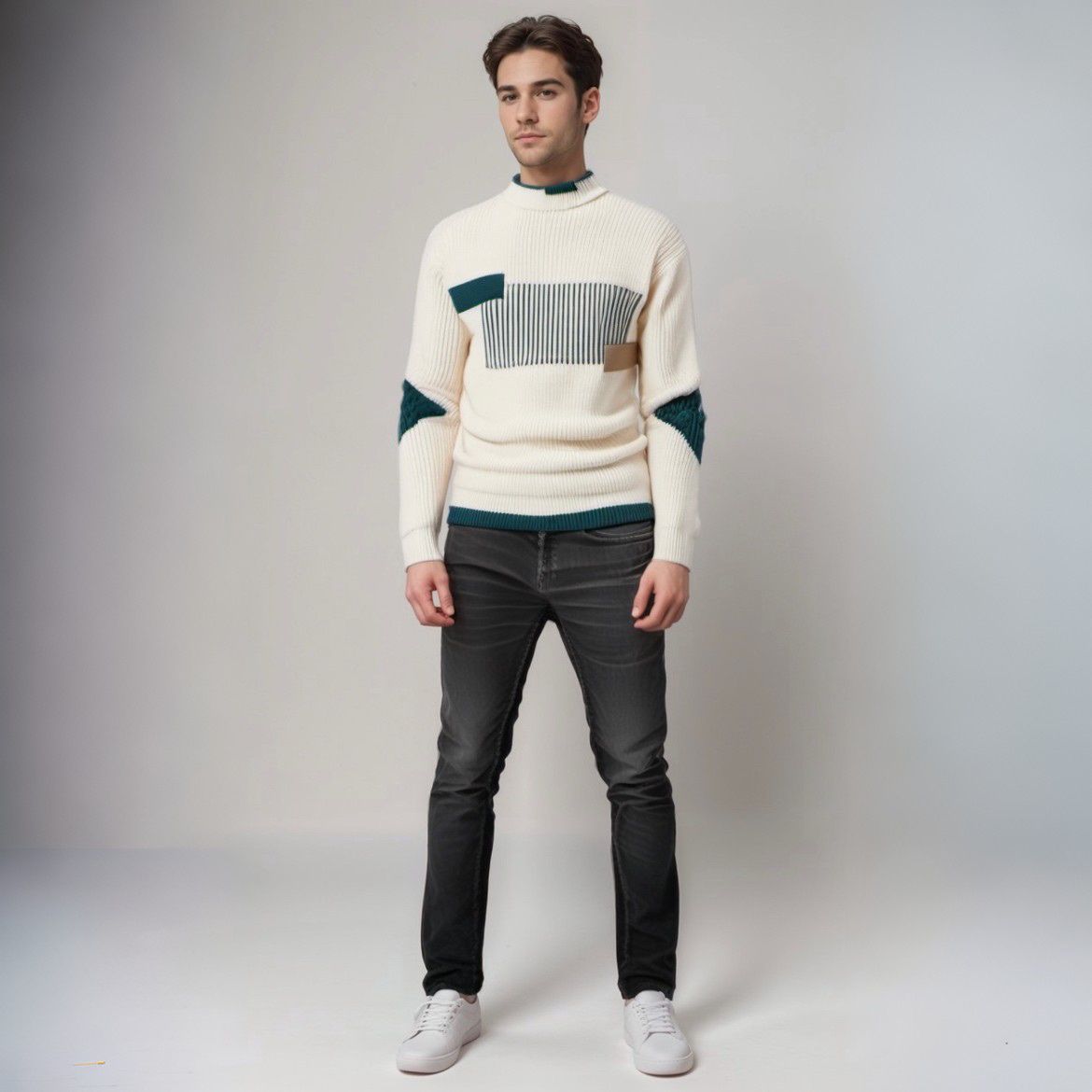 Modern Knitted Sweater for Men with Elegant Pattern