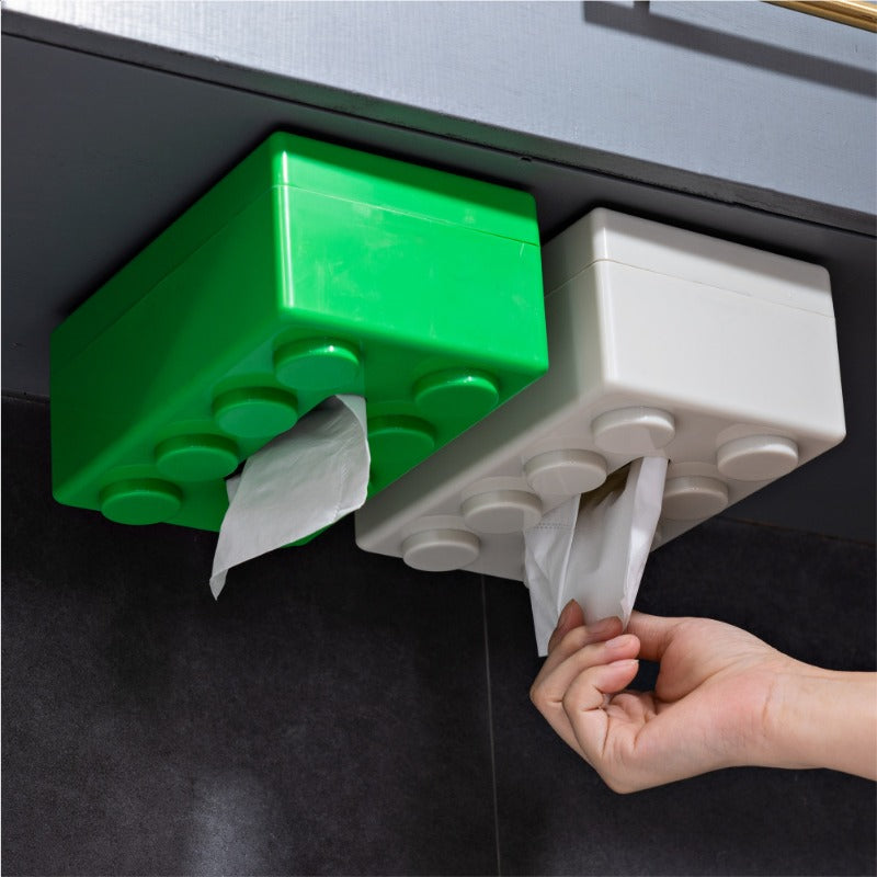 Modern Wall-Mounted Tissue Holder with Playful Block Design