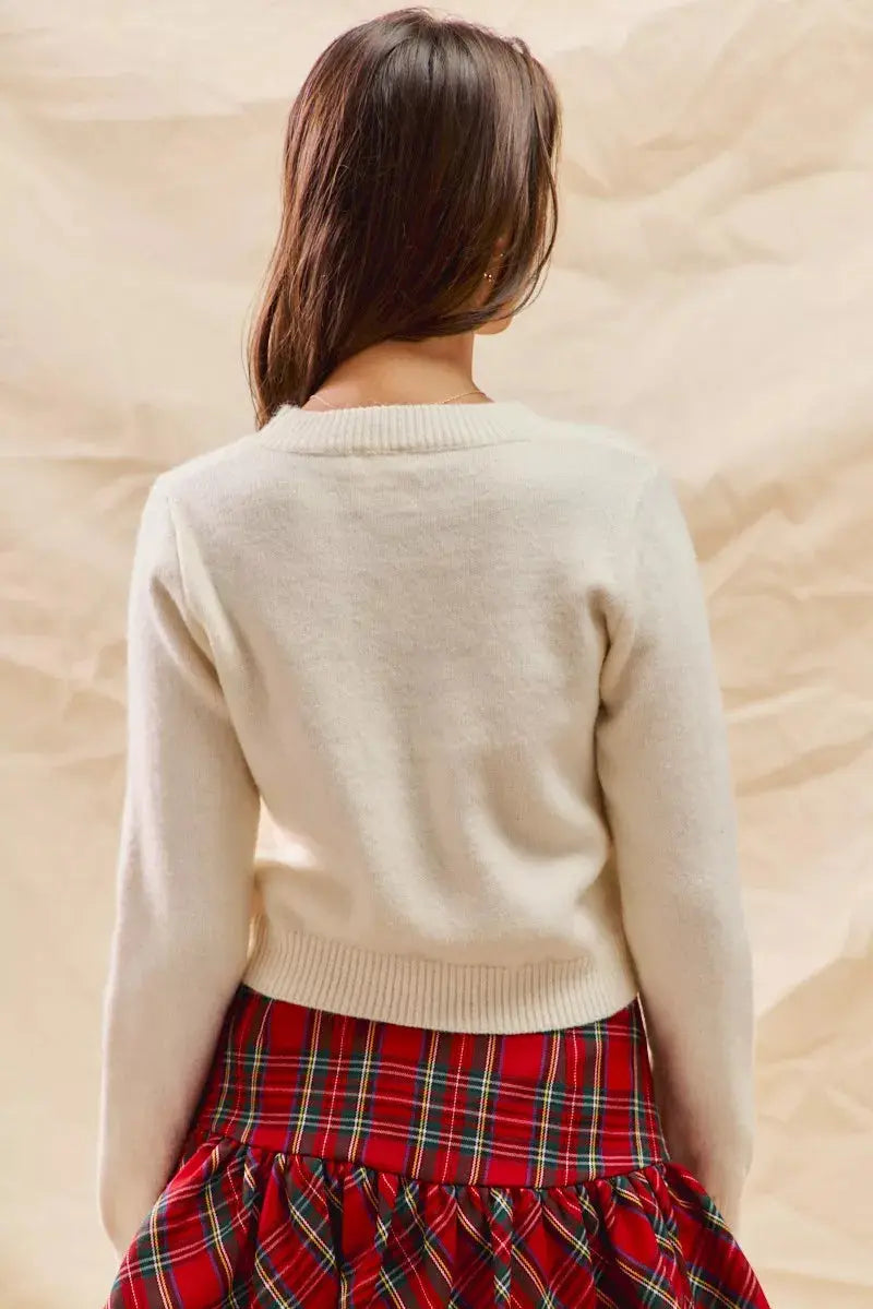 Cozy Christmas Candy Cone Cropped Sweater