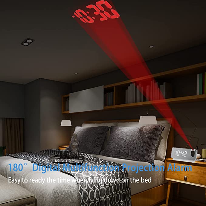 AlarmProject™ - LED Mirror Alarm Clock with Dual Alarms & Temp Display