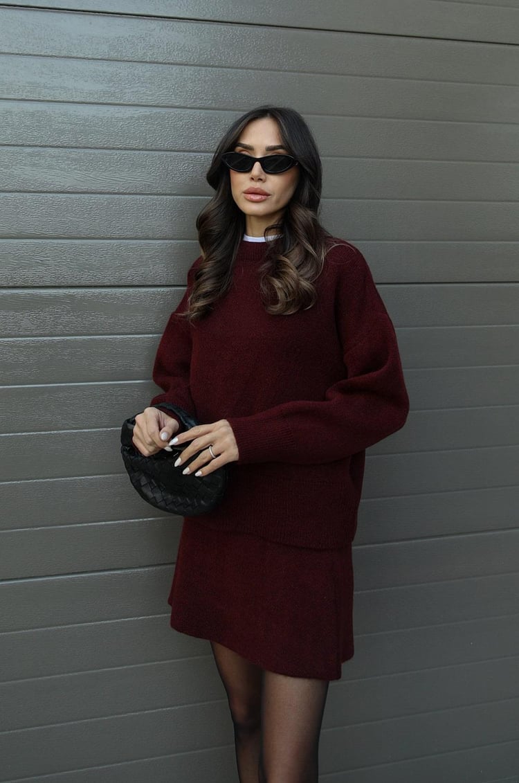 Chic Knit Sweater & Mini Skirt Set for Cozy Fall Style