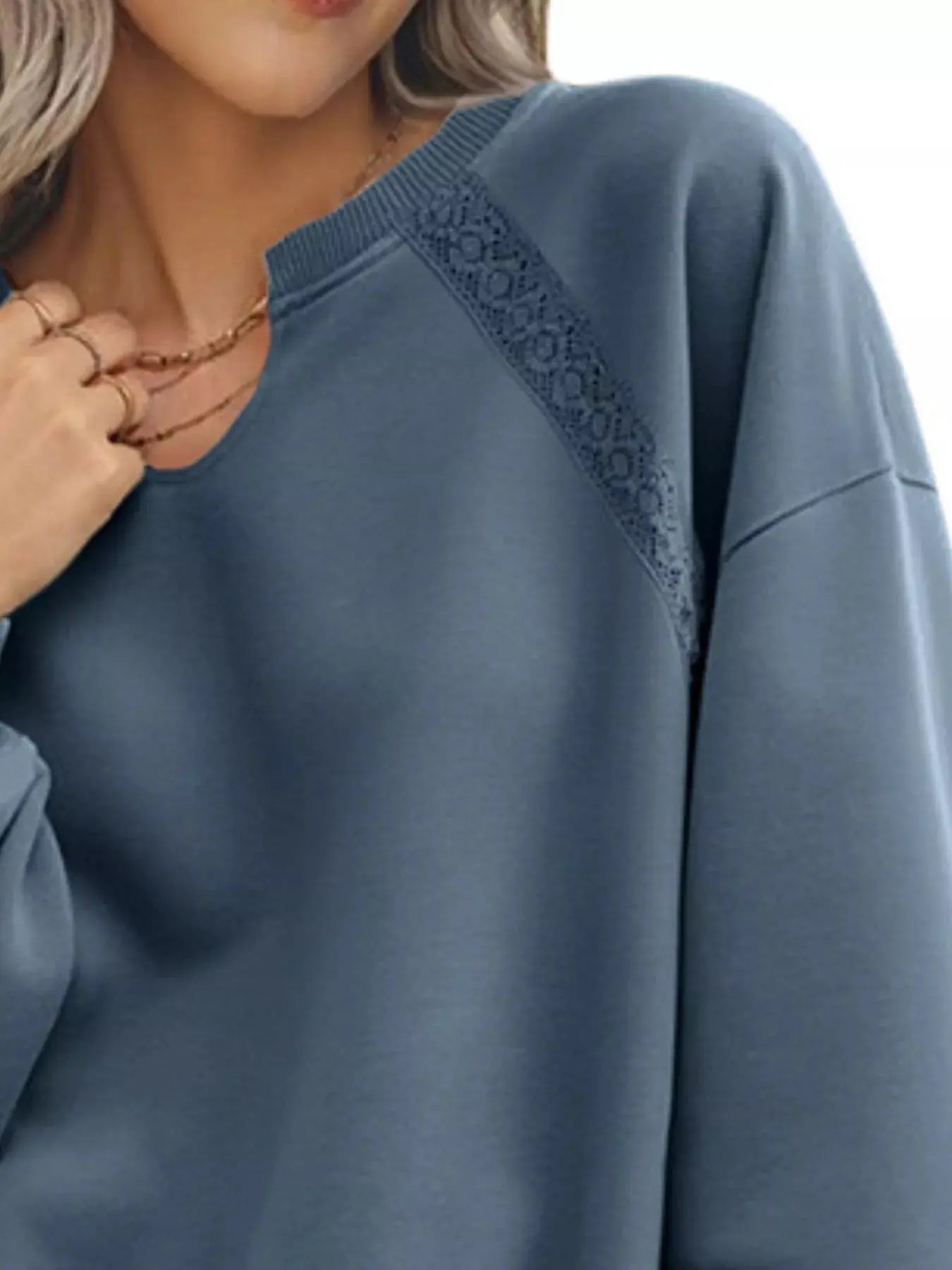 Cozy Lace Detail Sweatshirt for Casual Chic Looks