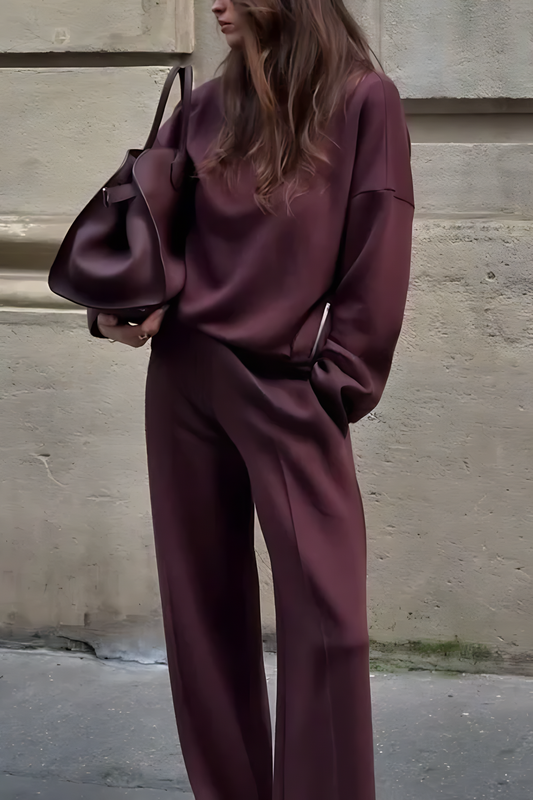 Women's Turtleneck Sweatshirt Set - Cozy Two-Piece Loungewear
