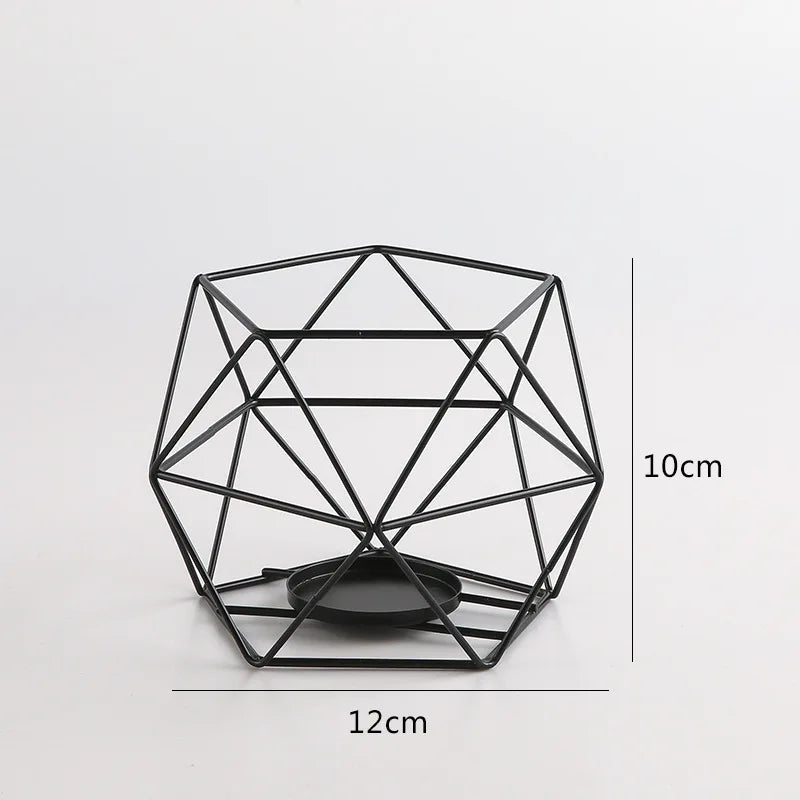 Modern Black Gold Moon and Stars Candle Holder