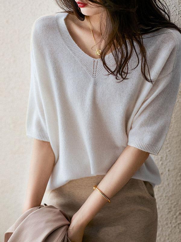 Luxury Soft Cashmere V-Neck Sweater for Women