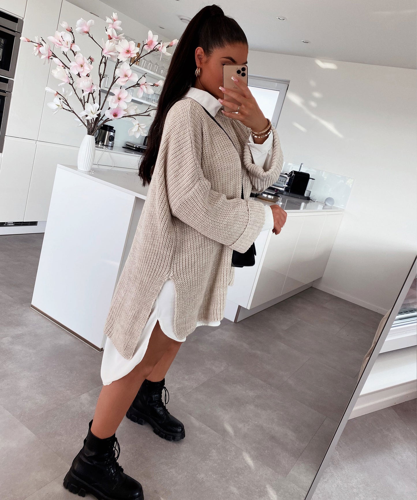 Cozy Oversized Knit Sweater in Soft Beige