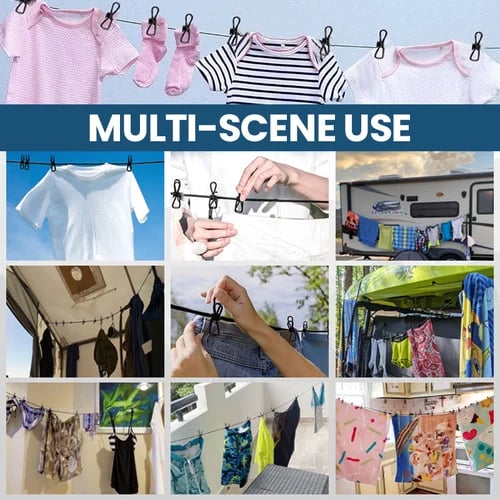 Portable Clothesline with Clips for Camping and Outdoor Use