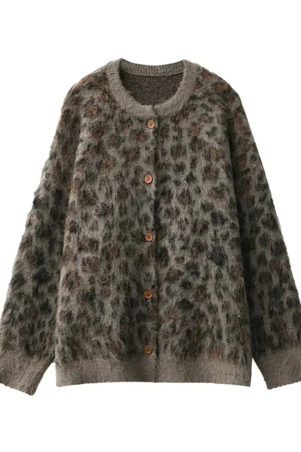 Cozy Leopard Print Single Breasted Cardigan
