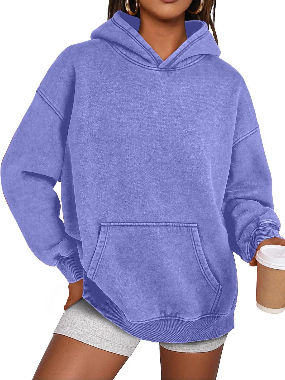 Oversized Acid Wash Hoodie Pullover
