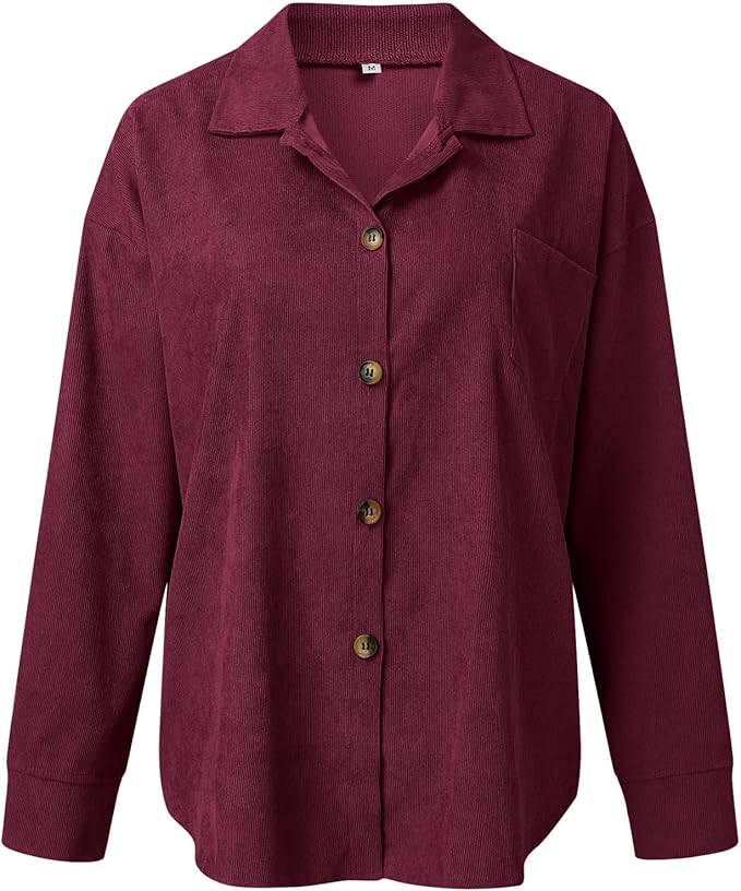 Soft Corduroy Button-Up Shirt for Women