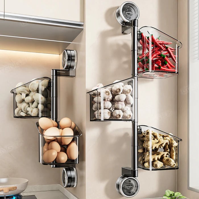 OrganizeEase™ - 3-Tier Rotating Kitchen Suction Shelf