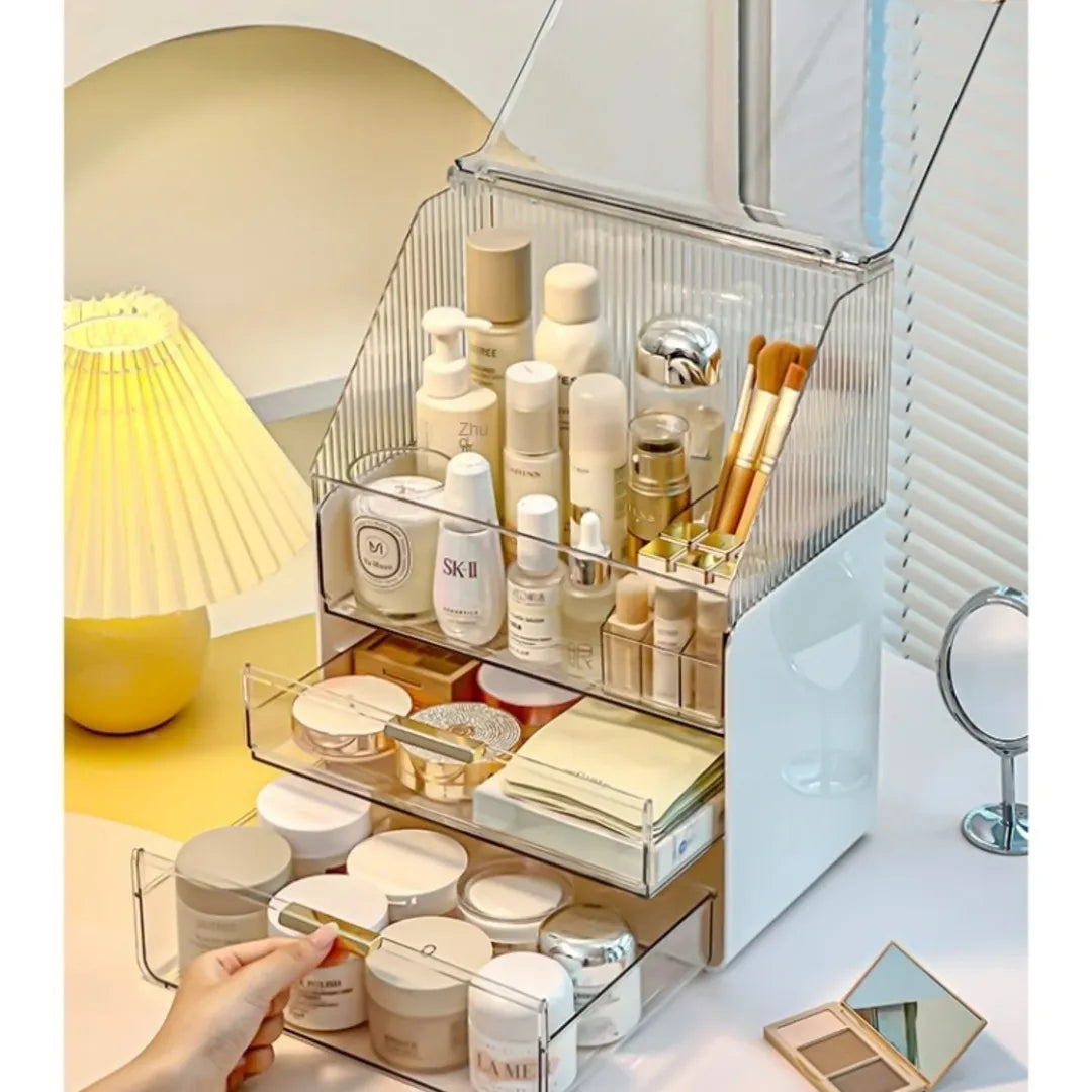 GlamEase™ - Dustproof Large Capacity Makeup Organizer Box