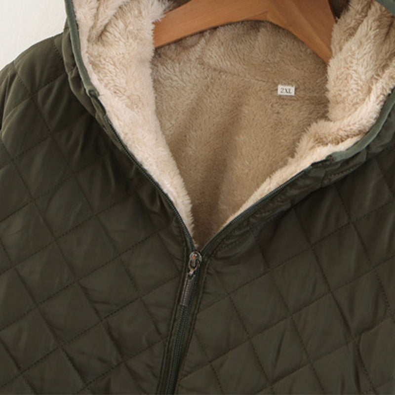 Quilted Hooded Jacket with Plush Lining