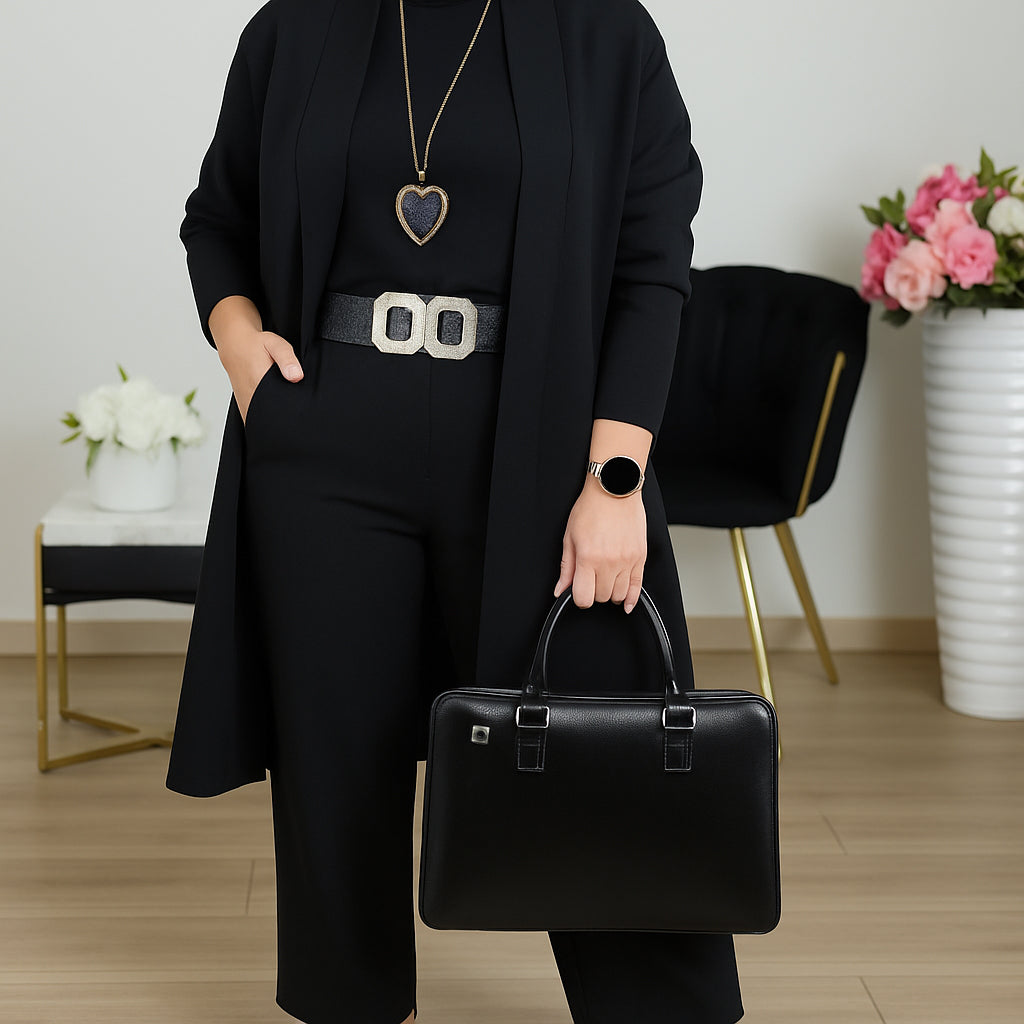 Chic 3-Piece Longline Cardigan, Top, and Pants Set