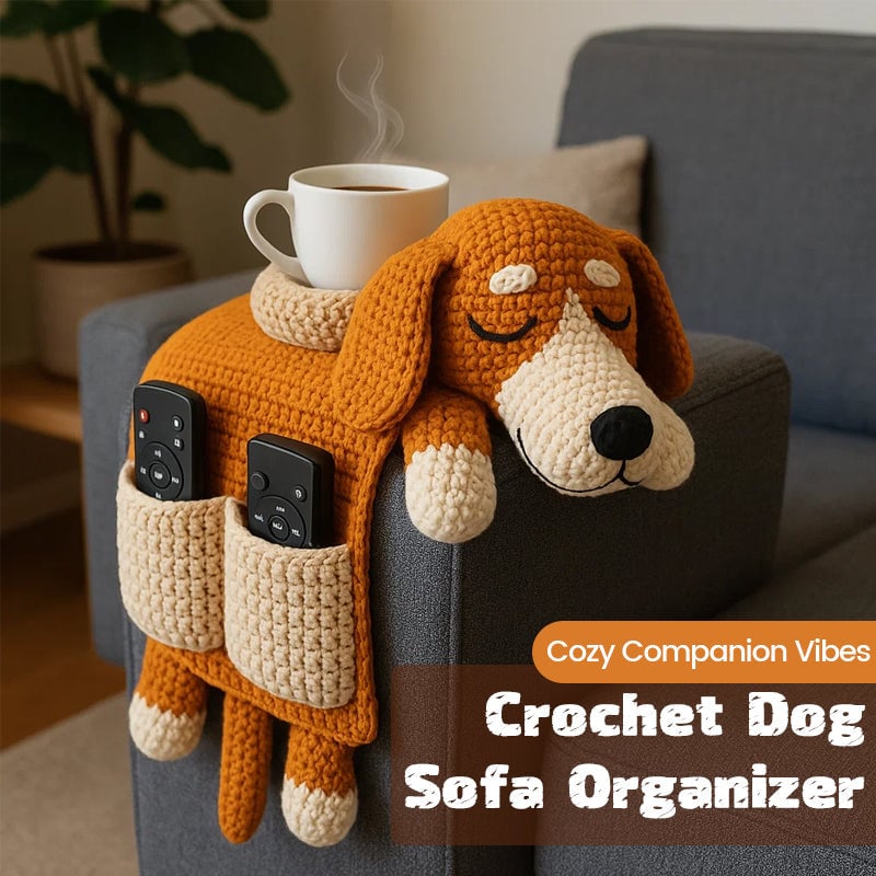 Cozy Crocheted Sofa Organizer for Pets and Living Room Storage