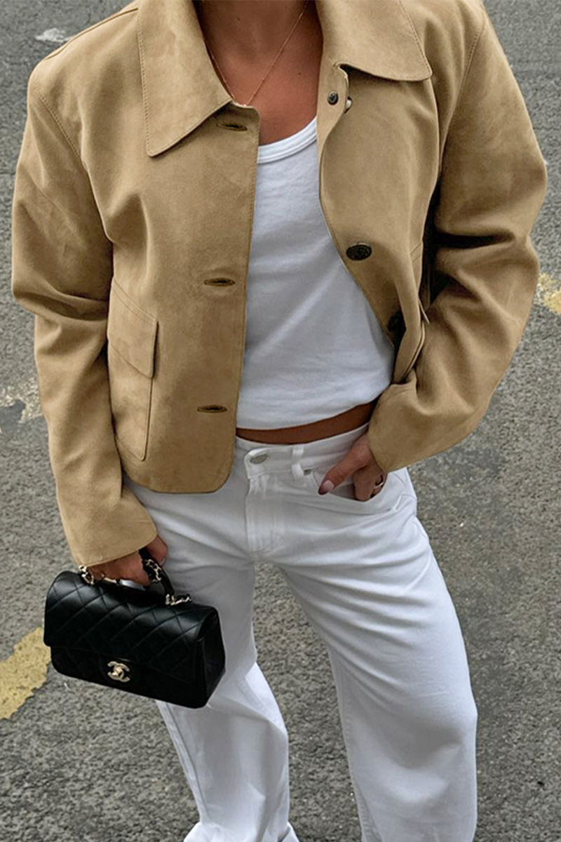 Casual Button-Up Turndown Collar Jacket