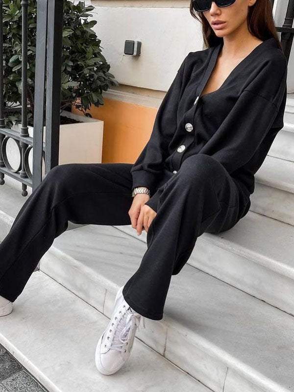Cozy Casual V Neck Sweater and Pants Set