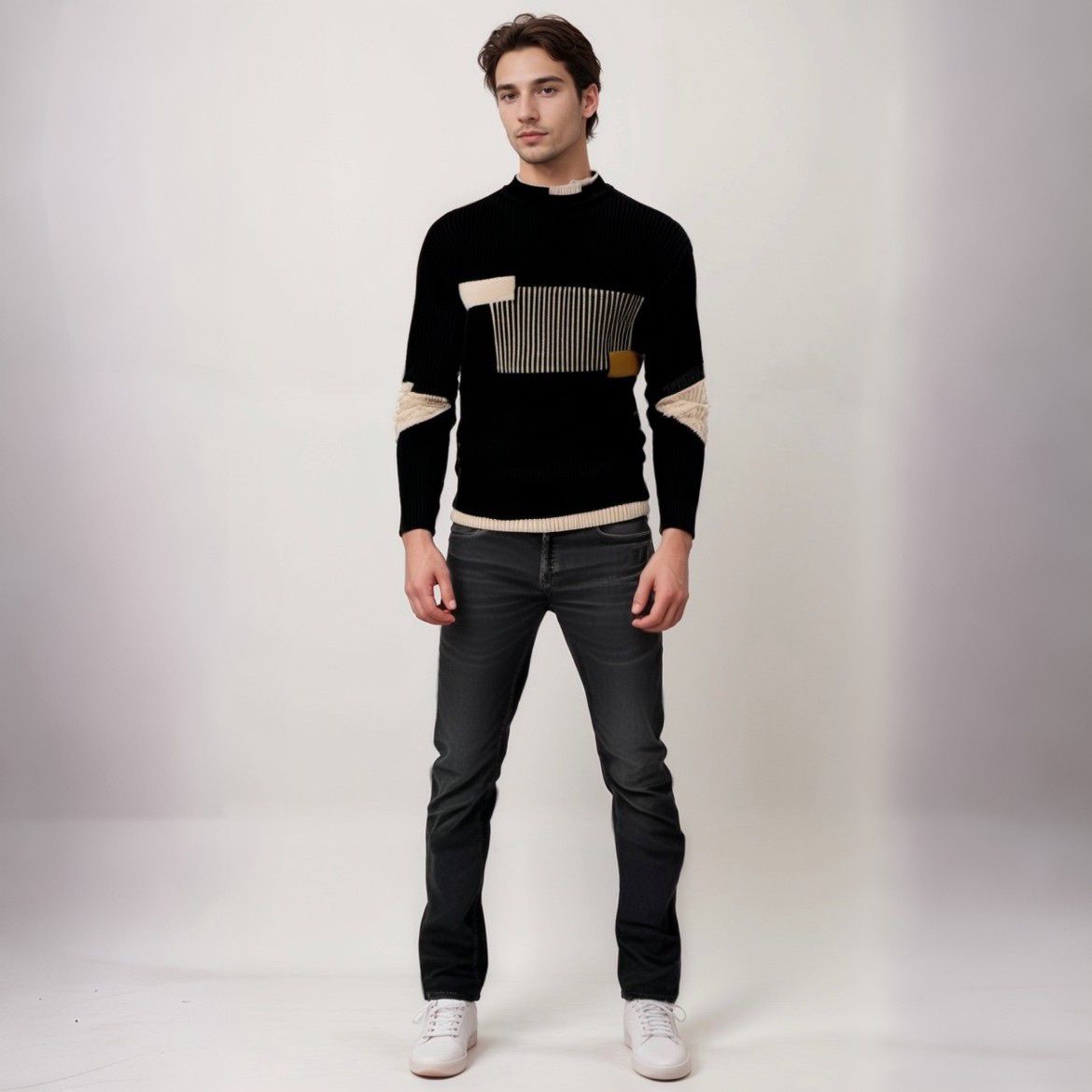 Modern Knitted Sweater for Men with Elegant Pattern