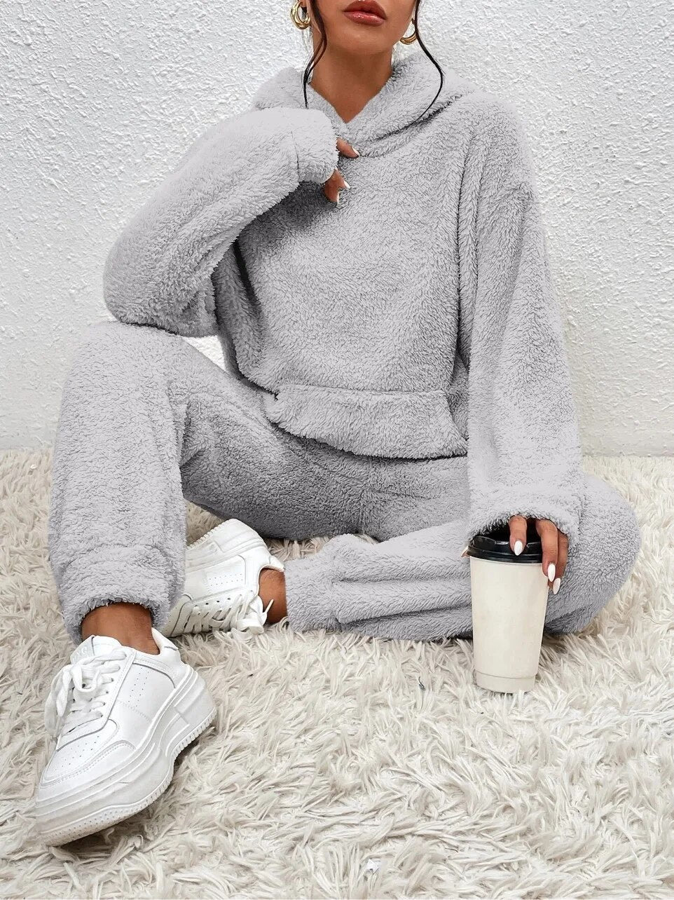 Cozy Teddy Two-Piece Loungewear Set for Women
