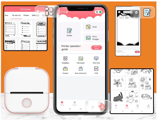 Portable Wireless Mini Photo Printer with Free Paper