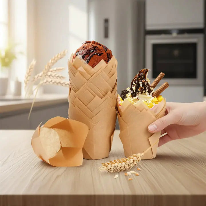 BakeBliss™ - Tulip-Shaped Baking Cups for Elegant Treats