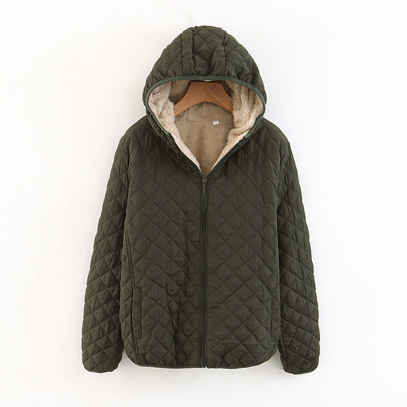 Quilted Hooded Jacket with Plush Lining