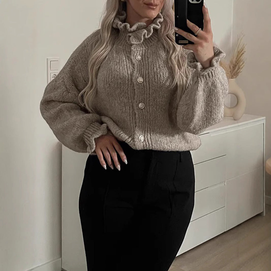 Chic Women's Button-Up Cardigan with Stylish Collar