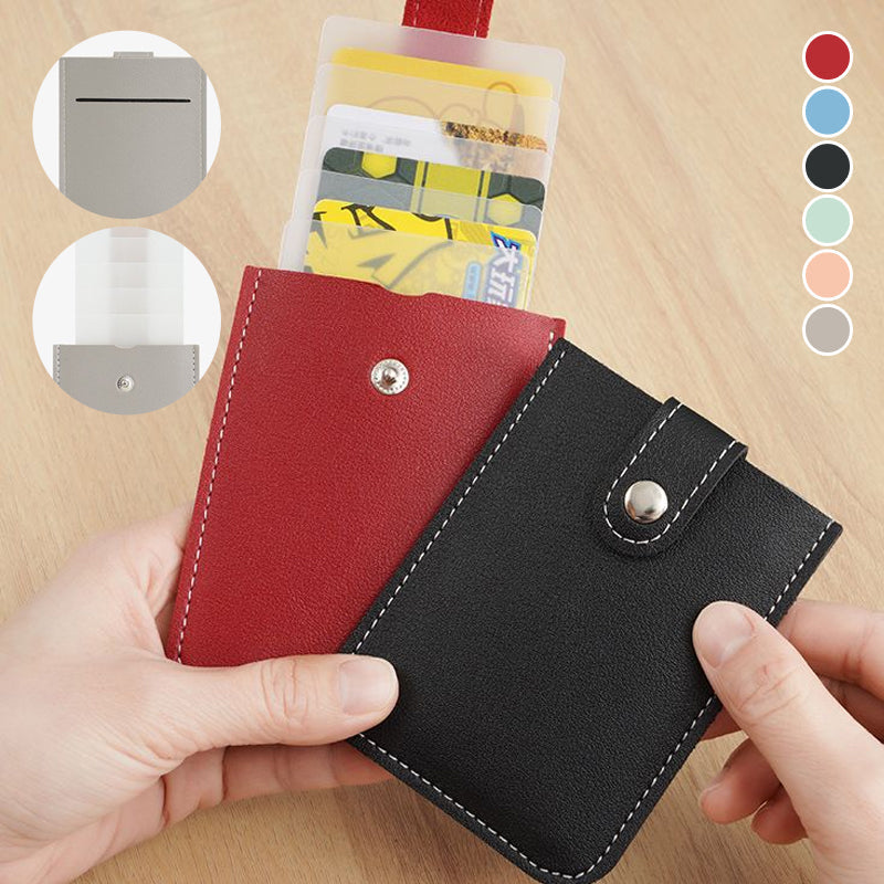 Slim Minimalist PU Leather Card Holder for Women