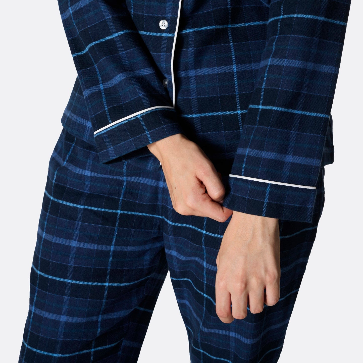 Cozy Blue Flannel Christmas Pajamas for Women