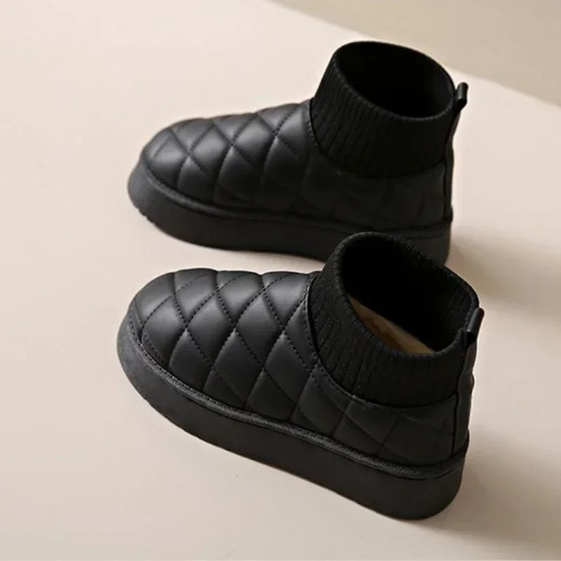 Cozy Knit Sock Booties with Thick Sole and Warm Lining