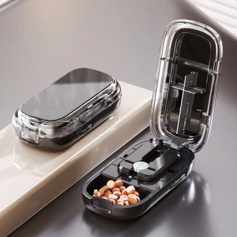 Compact Secure Pill Splitter for Easy Medication Management