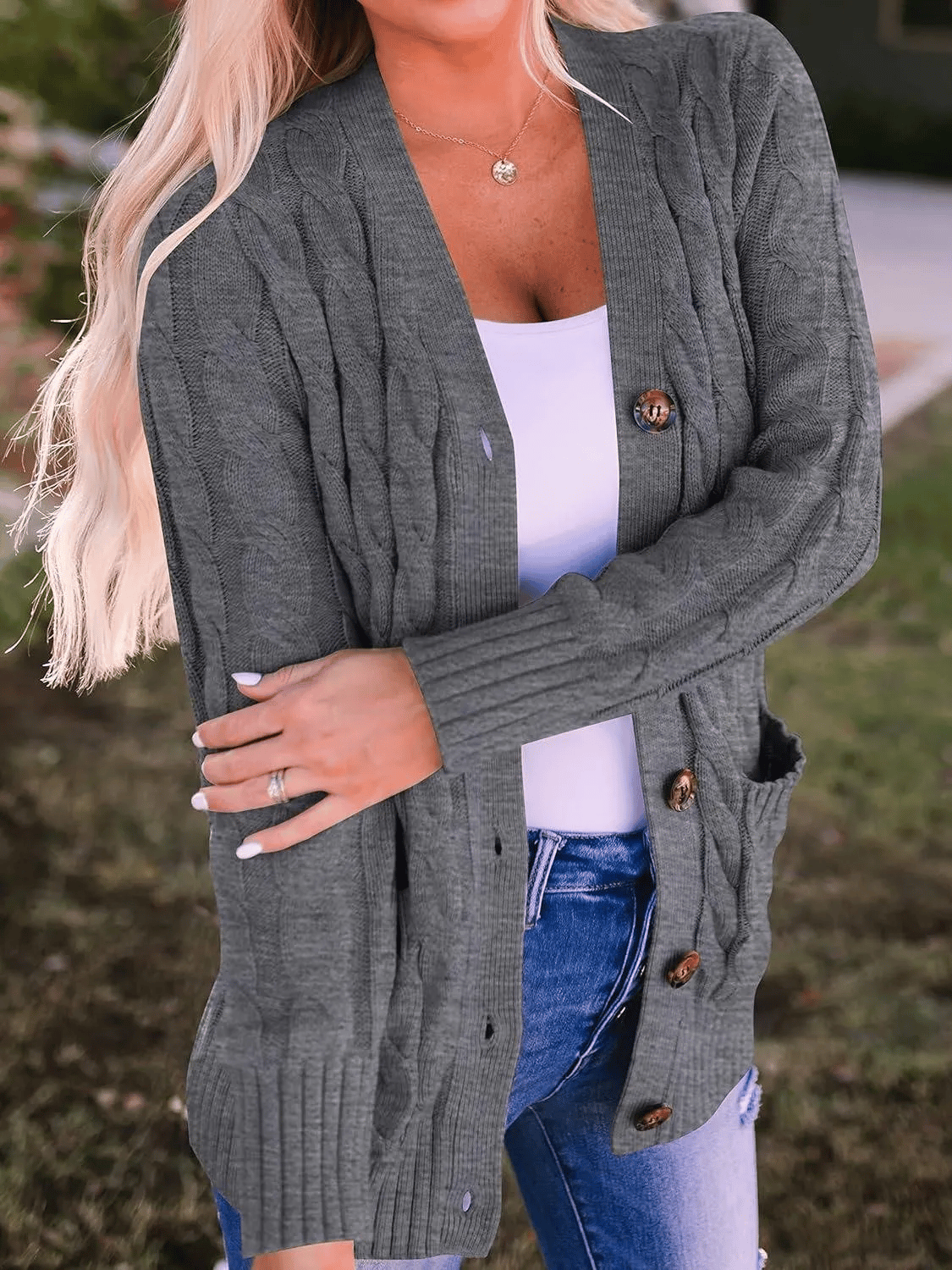 Cable Knit Open Front Cardigan