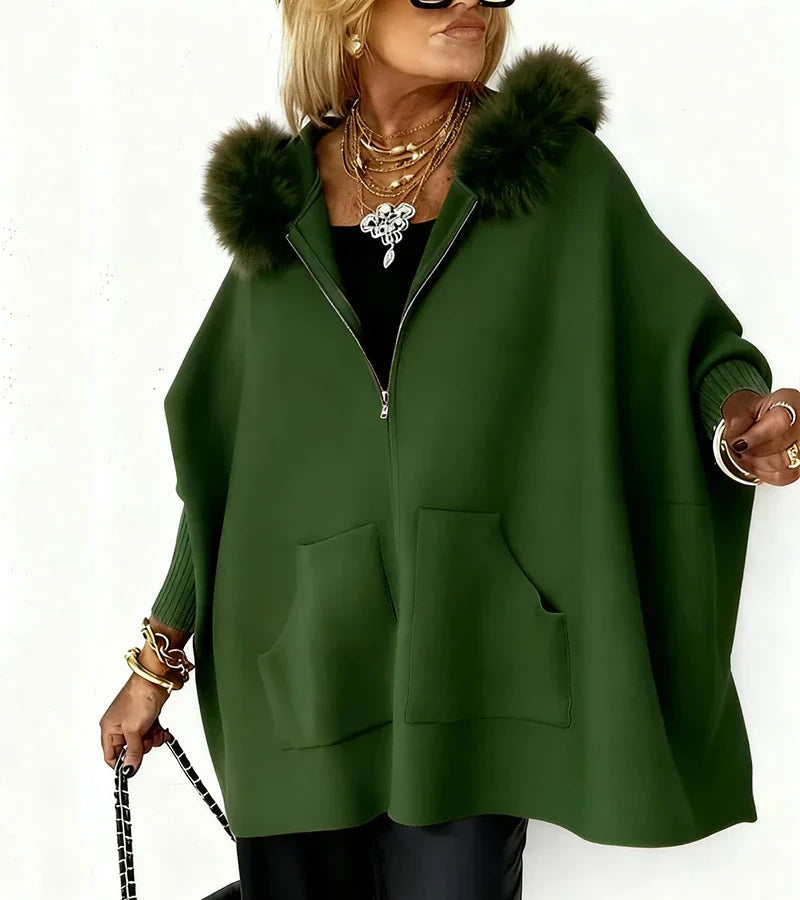 Casual Hooded Coat with Luxurious Fur Collar