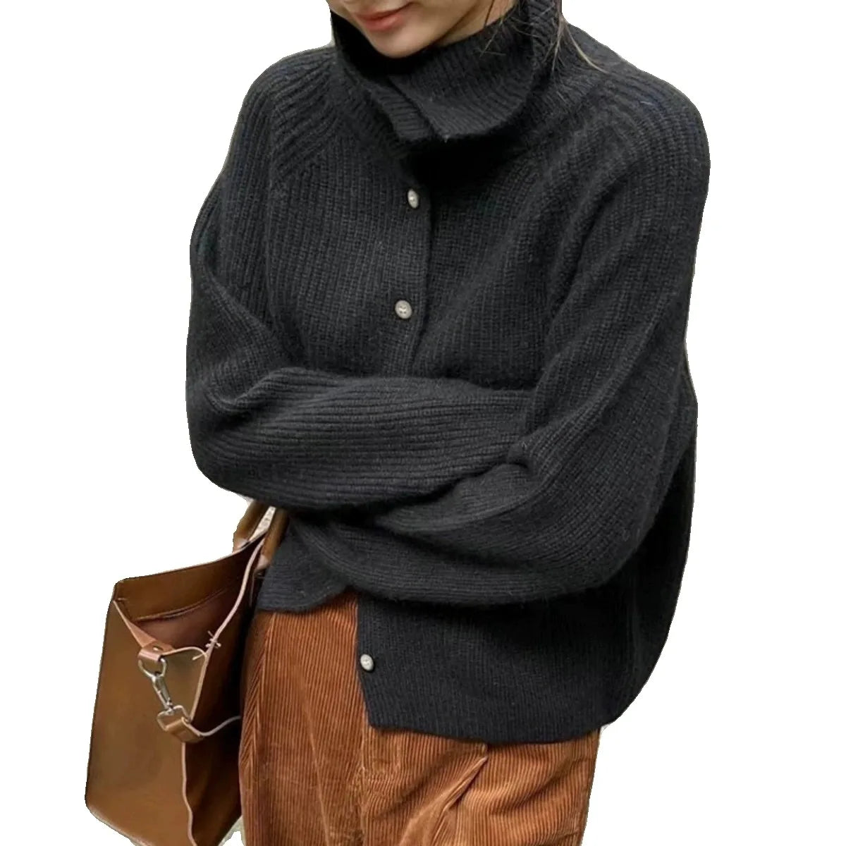 Cozy Turtleneck Buttoned Sweater for Women