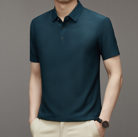 Lightweight Waffle Knit Polo Shirt
