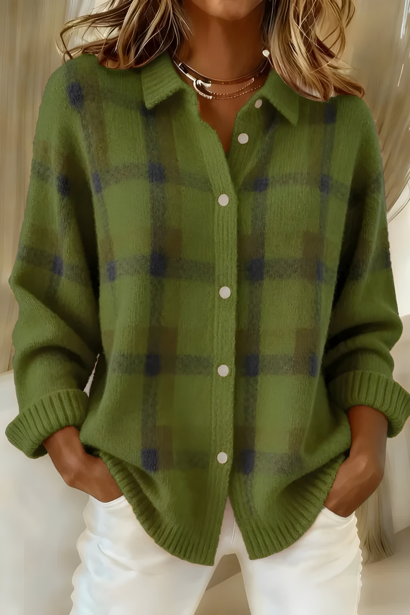 Soft Check Knit Cardigan