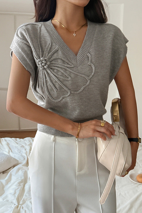 Loose Fit V-Neck Sleeveless Knit Vest