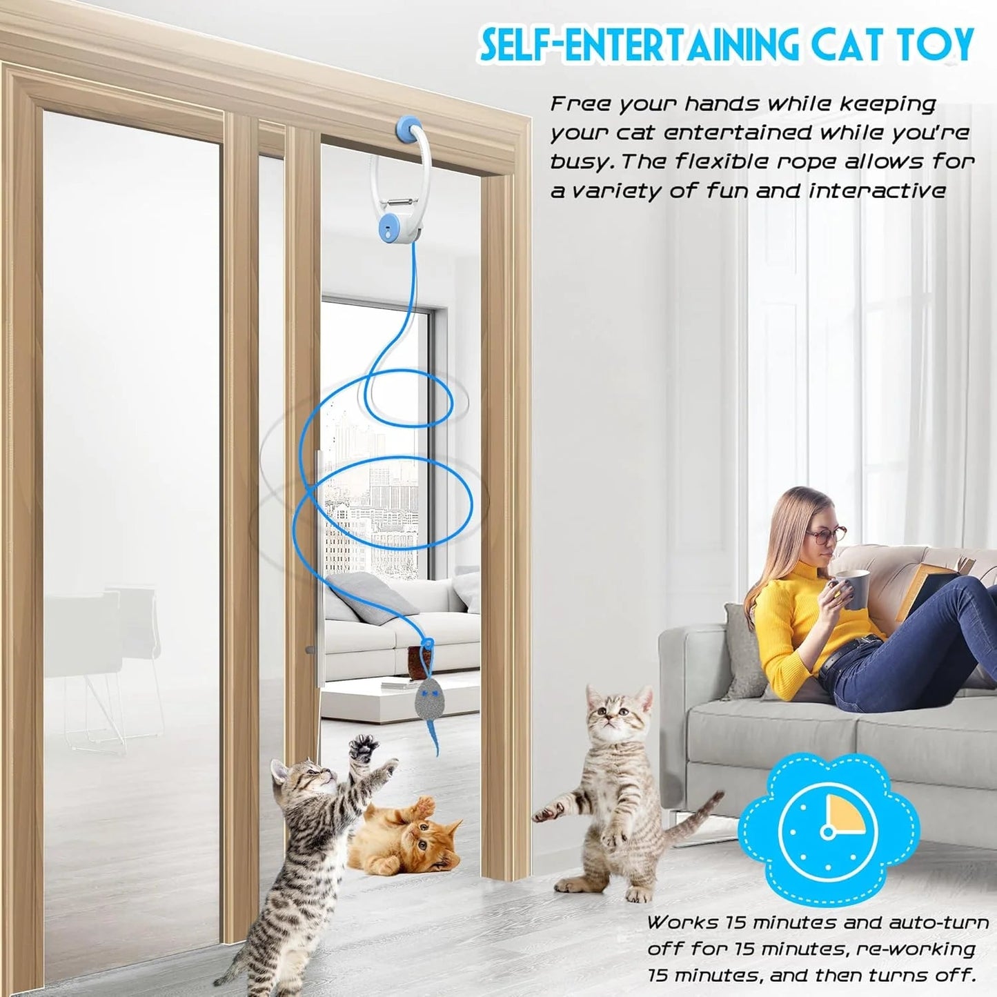 FeathrJoy™ - Interactive Cat Feather Teaser Toy