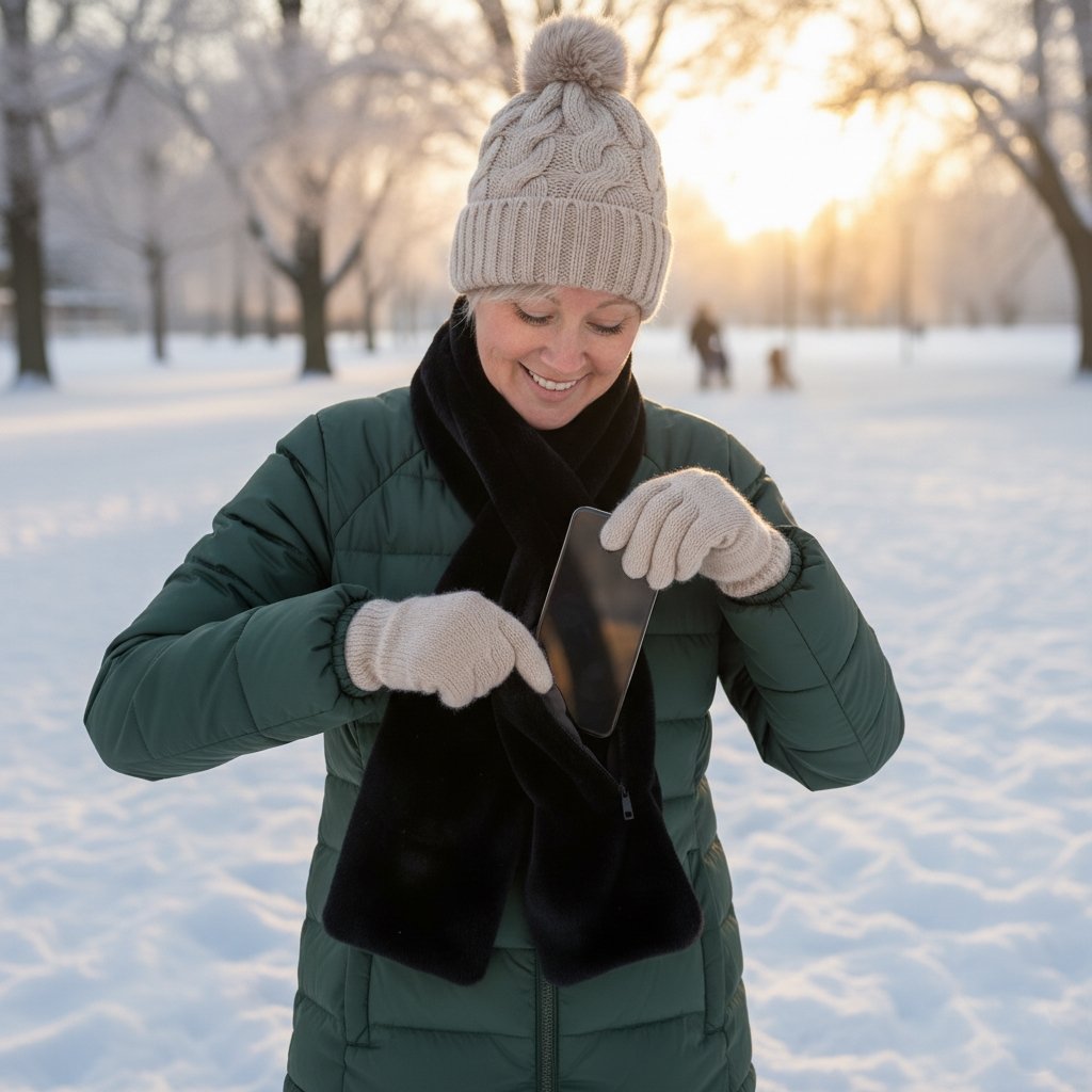 CozyNest™ - Faux Fur Pull-Through Scarf with Hidden Pocket