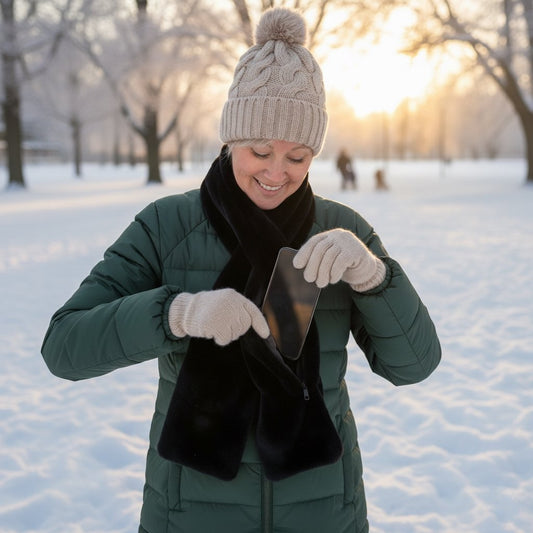 CozyNest™ - Faux Fur Pull-Through Scarf with Hidden Pocket