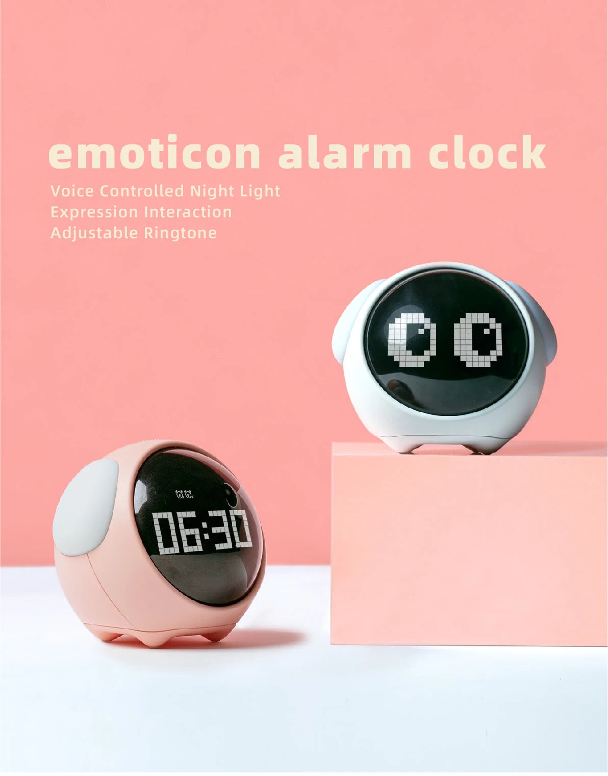 Kawaii Cute LED Alarm Clock with Night Light for Kids