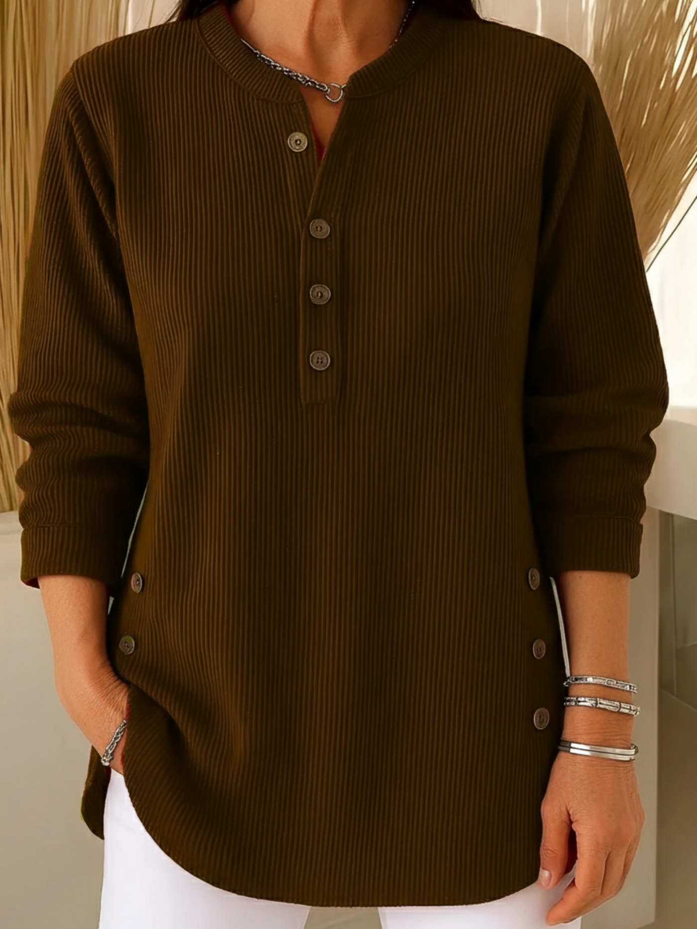 Cozy Sweater with Chic Button Detail