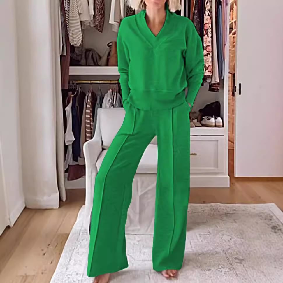 ChicEase - Women's V-Neck Two-Piece Set