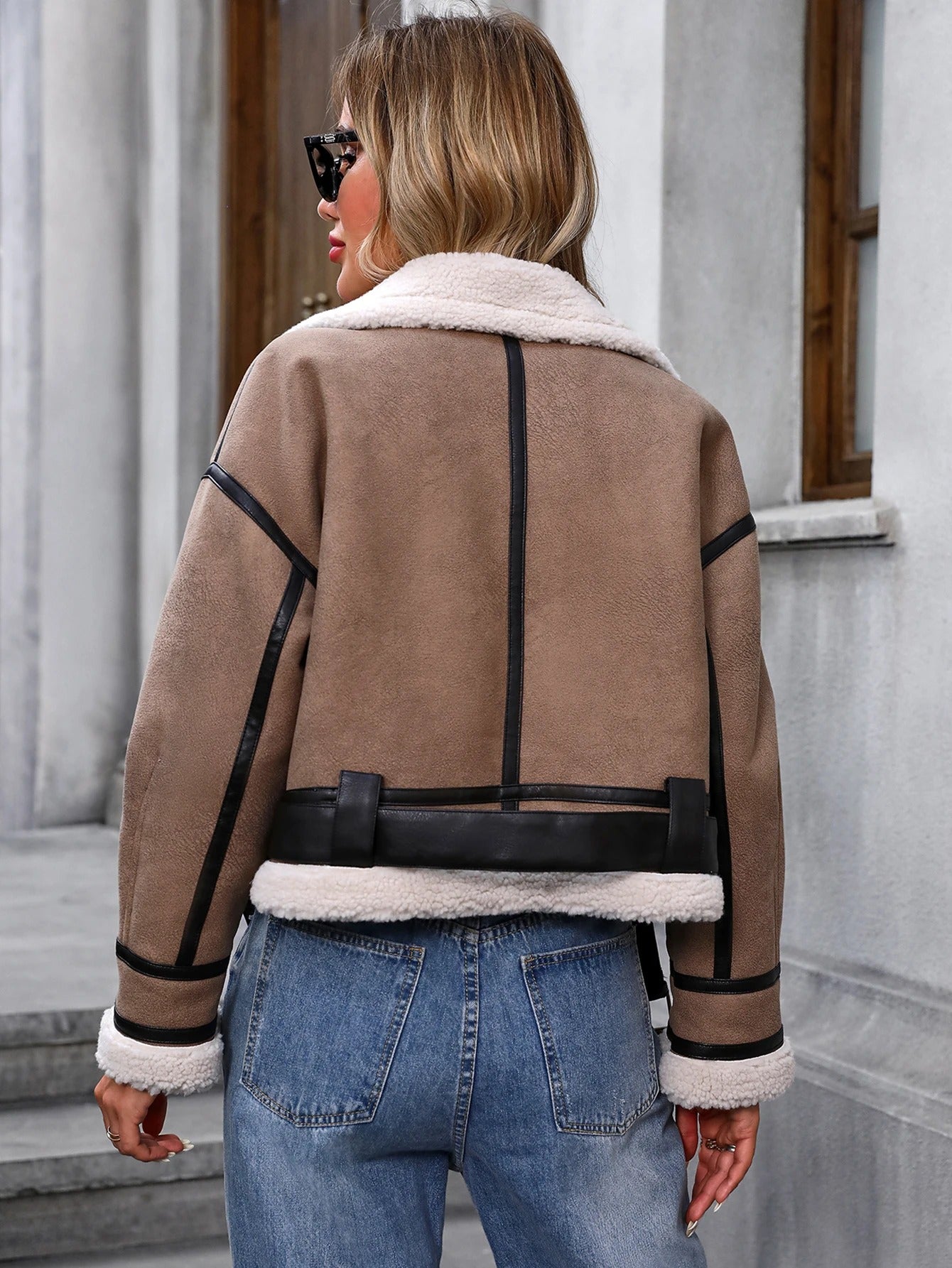 Velvet Cropped Coat with Zipper Detail
