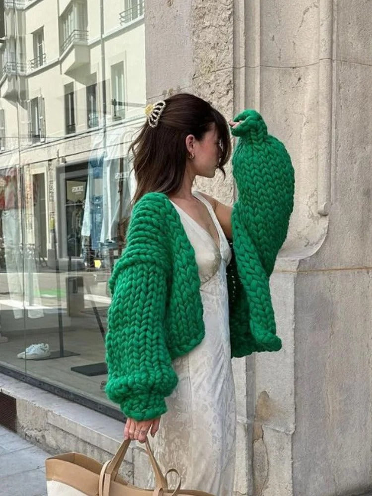 Cozy Twist Knit Solid Casual Cardigan Sweater