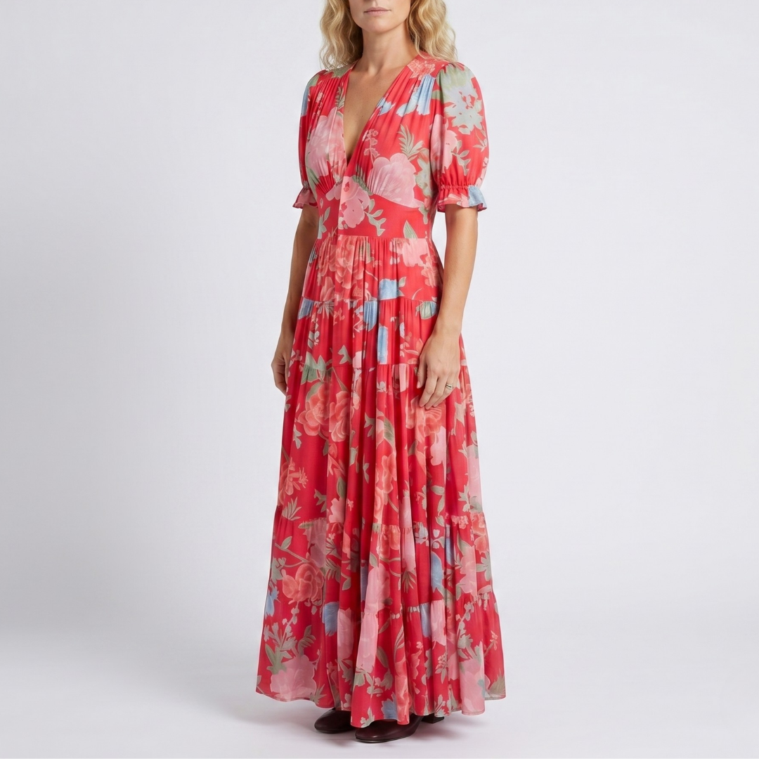 Minelda™ - Elegant Floral V-Neck Dress