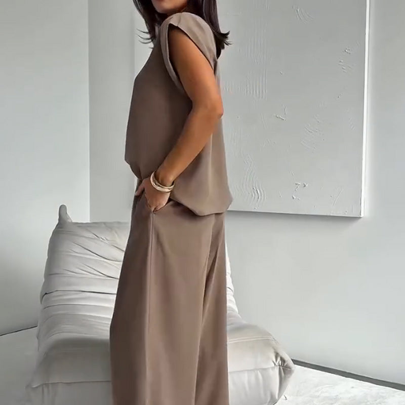 Chic Two-Piece T-Shirt and Wide Leg Pants Set for Women